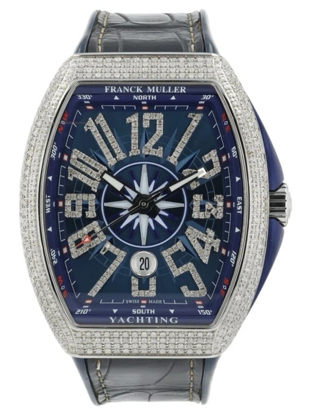 Franck Muller Vanguard Diamond Steel Blue Dial 45mm Auto Men's Watch